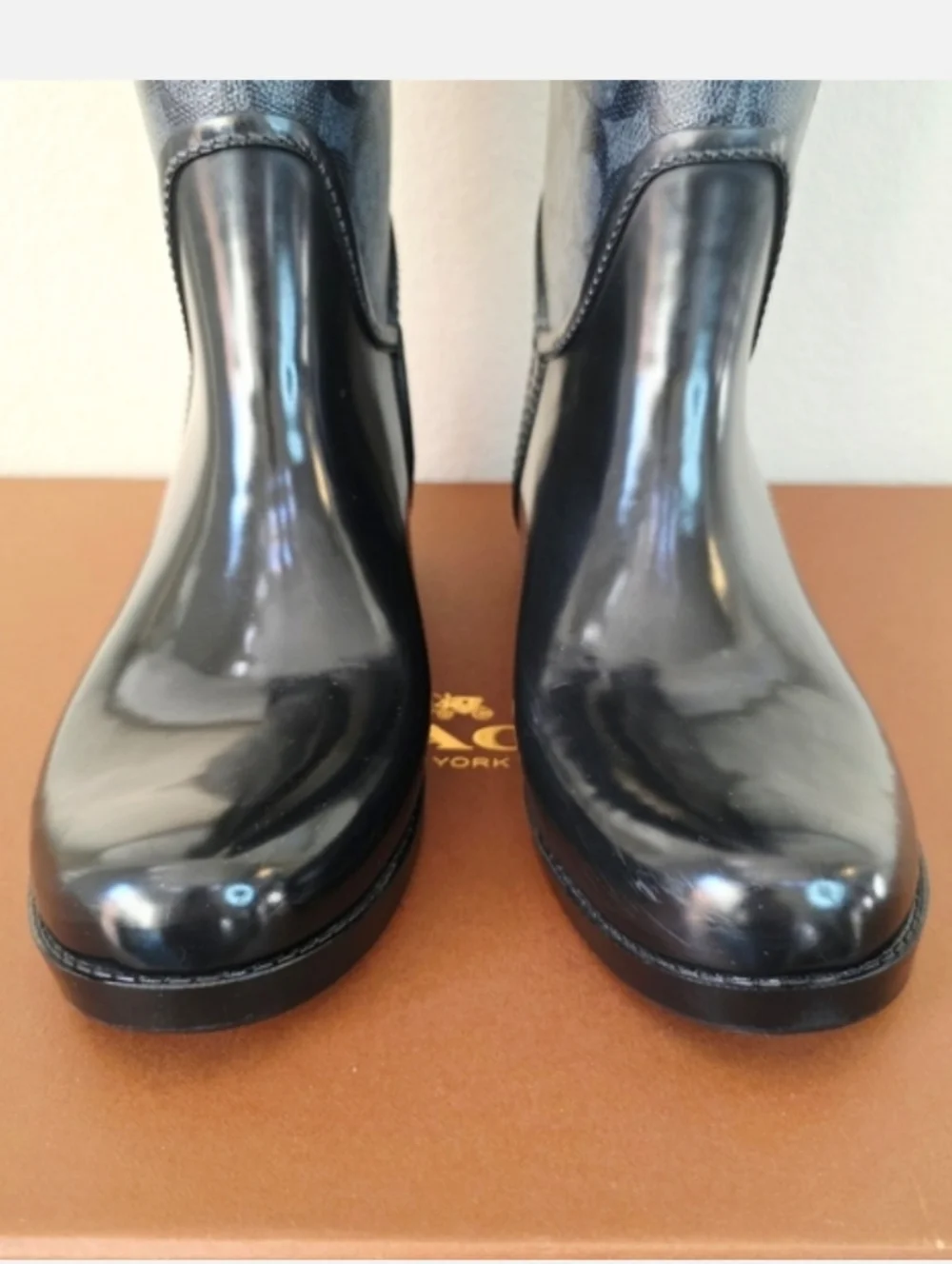 Coach Tristee Black Grey Knee High Winter Rain Boots US 8